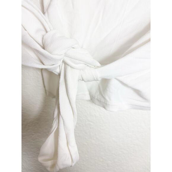 Modern Citizen Jude Cropped Wrap Top Size Small White Crepe Minimalist Chic - Picture 10 of 13